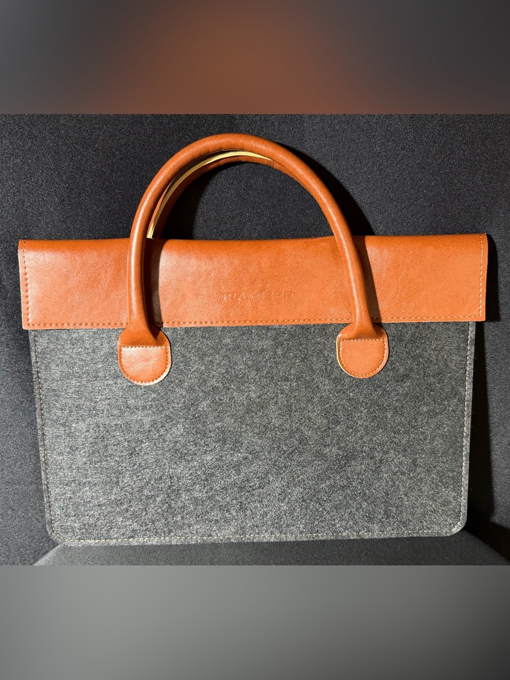 NWOT Drawiger Wool Leather Laptop Sleeve Briefcase 15” MacBook Gray
